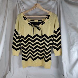 Inc Rayon Sweater - 3/4 sleeves - Yellow/Black - Size Large - Like New